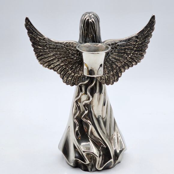 International Silver Company Angel Candle Holder Statue Silver Plated Figurine - Picture 2 of 7
